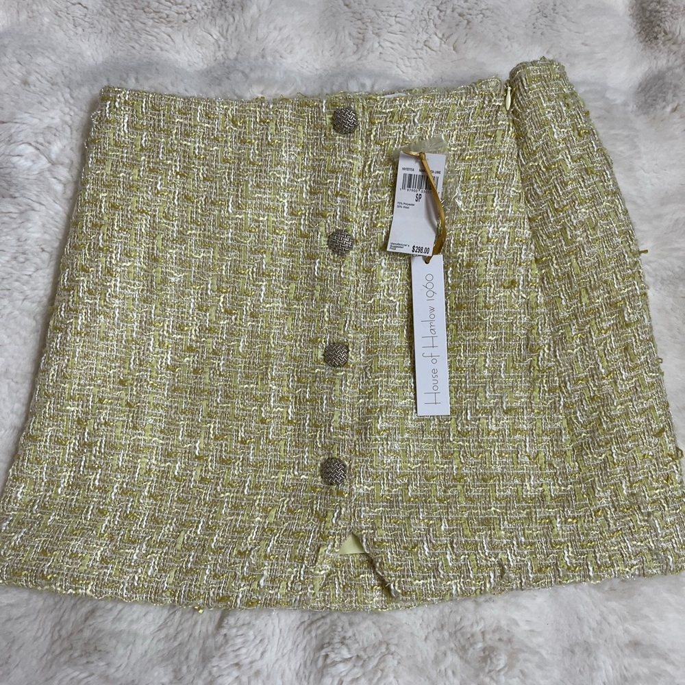 House of Harlow 1960 Gold Tweed Mini Skirt Size Small